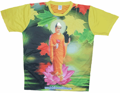 Yellow Tathagat Buddha Printed Nirmal Net Sports Dri Fit T Shirts